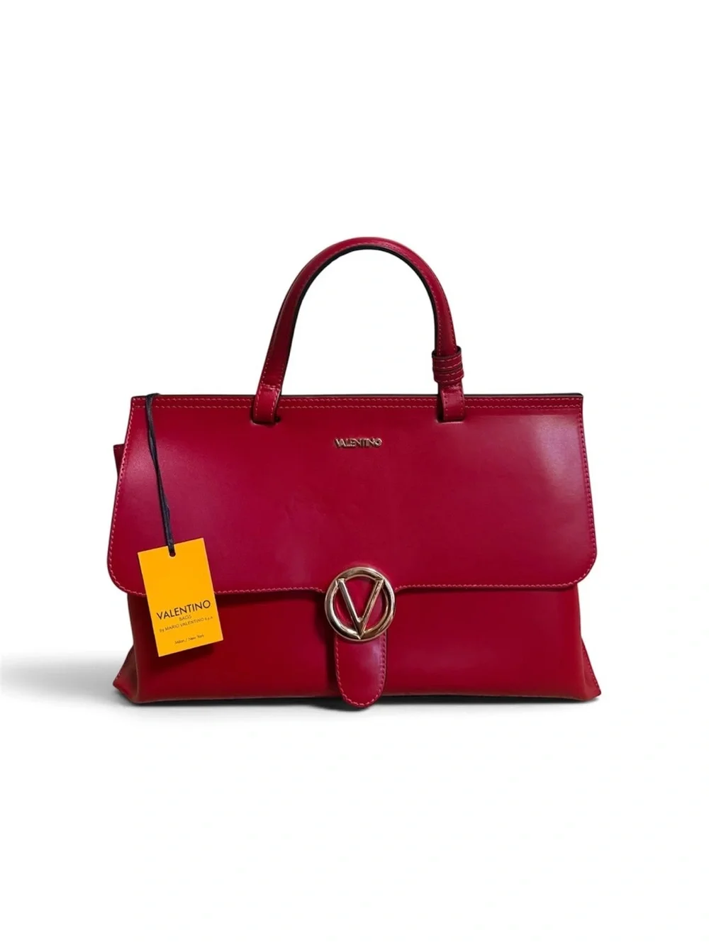 Mario Valentino Olimpia Soave Genuine Leather Red Tote